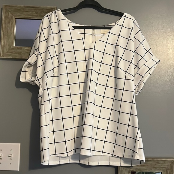 MELLODAY Tops Nice Dress Shirt Black And Why Square Pattern Poshmark